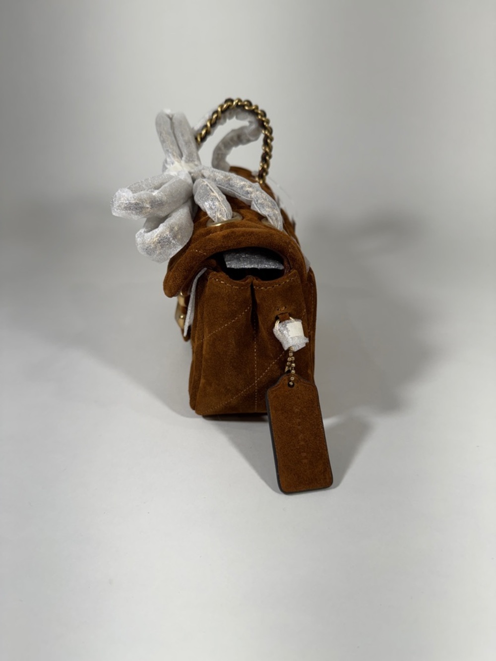 Coach Tabby 20 Suede Quilted Shoulder Bag in warm brown with Gold Hardware - Picture 3 of 6